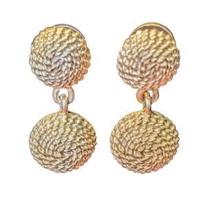 Vintage Ginnie Johansen GJD Designer Gold Tone Rope Dangle Pierced Earrings